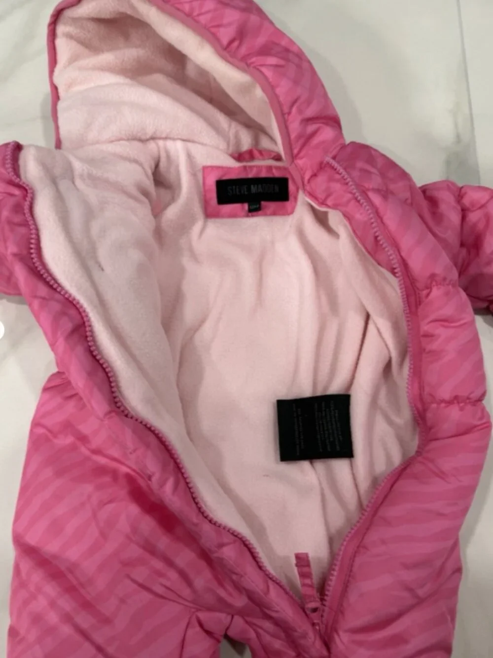 Steve Madden Infant One Piece Snowsuit Jacket Pink Size 12Months  21243